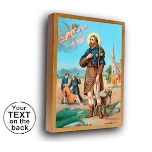 Saint Roch icon, St Roch icon,  patron dog, Catholic Art, St Rocco, Patron Saint of infectious diseases, Saint with Dog,