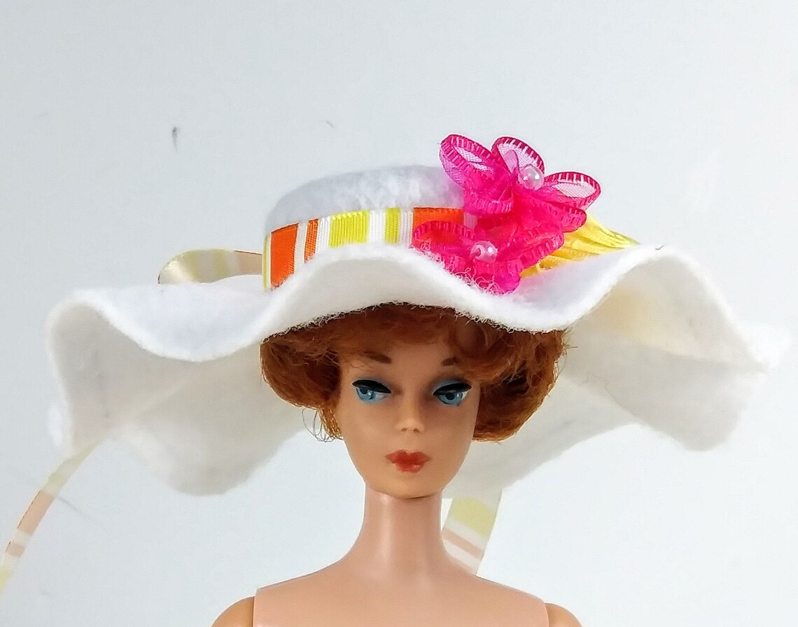 Vintage Barbie Cute Handmade Flowered White Felt Hat 1:6 | Etsy