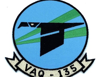 VAQ-135 Black Ravens Squadron Patch, 4 inches, Hook and Loop