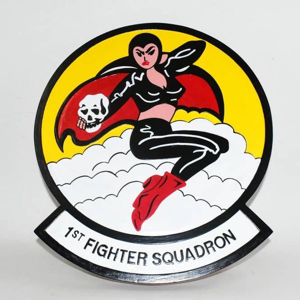 1st Fighter Squadron Fight' Furies Plaque,14", Mahogany