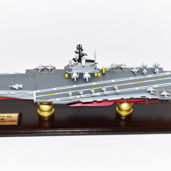 USS Coral Sea CVA-43 Aircraft Carrier Model, 24 inch Scale model, Mahogany, US Navy, Veteran Gifts, Museum Quality