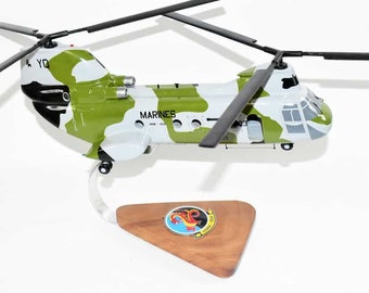 HMM-268 Red Dragons CH-46 model, 1/38 (14") Scale, Mahogany, Phrog