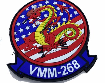 VMM-268 Red Dragons 4th of July PVC Patch – With Hook and Loop