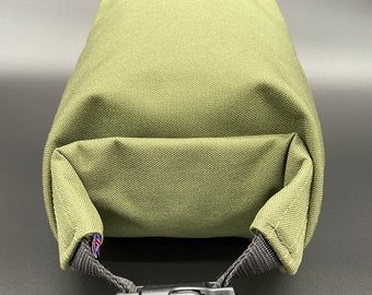 Roll Top Bag larger version, Food Bag, Clothes Bag, Frying Pan pouch, Velcro and Buckle closer comes in Brown