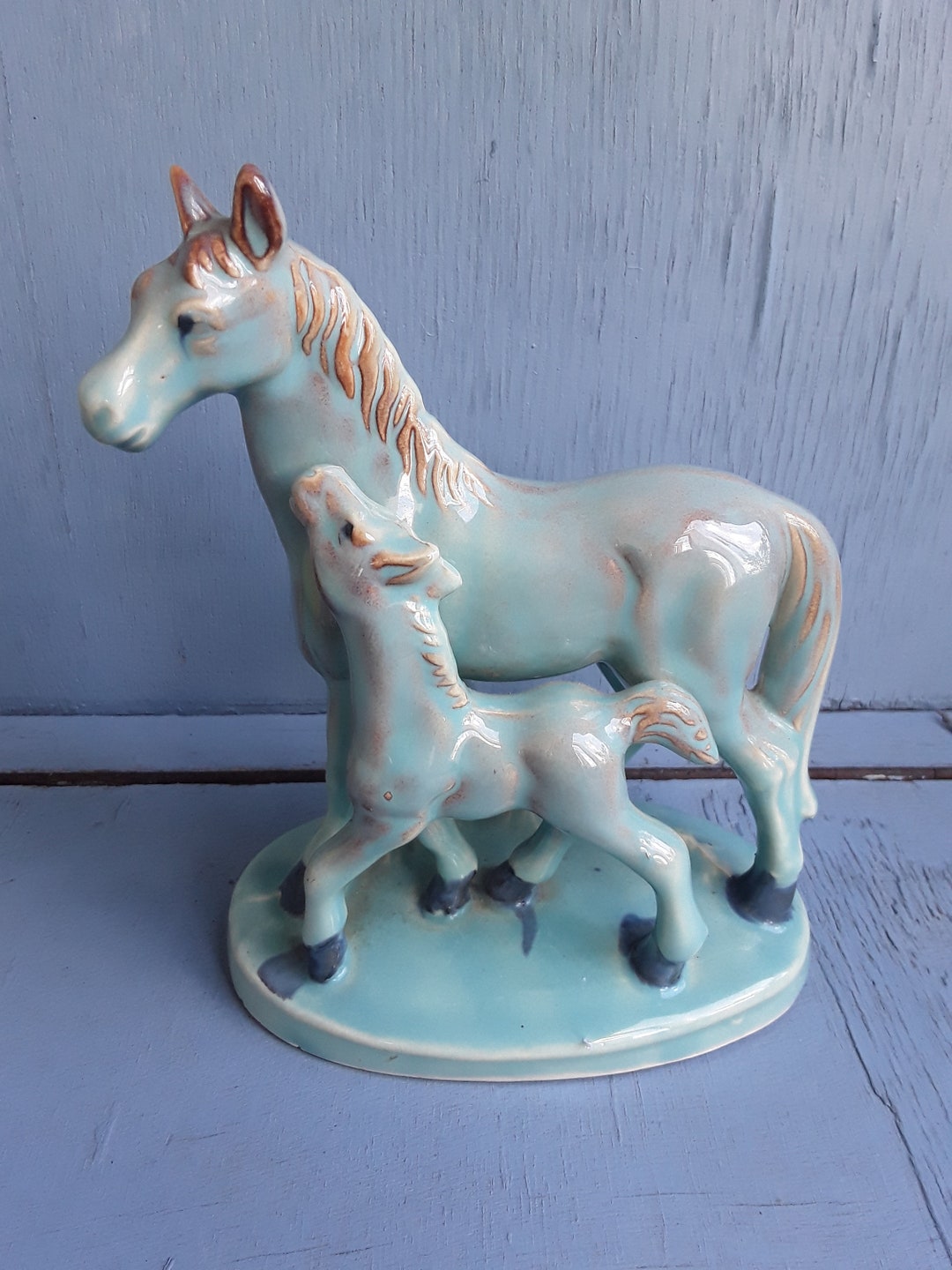 Vintage Mint Green Horse Statue. Etsy