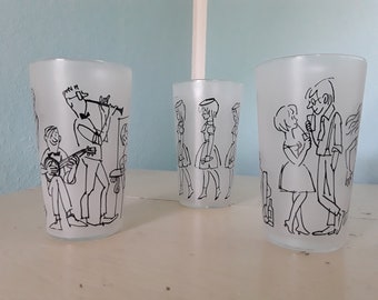 3 verres du dessinateur Cabu