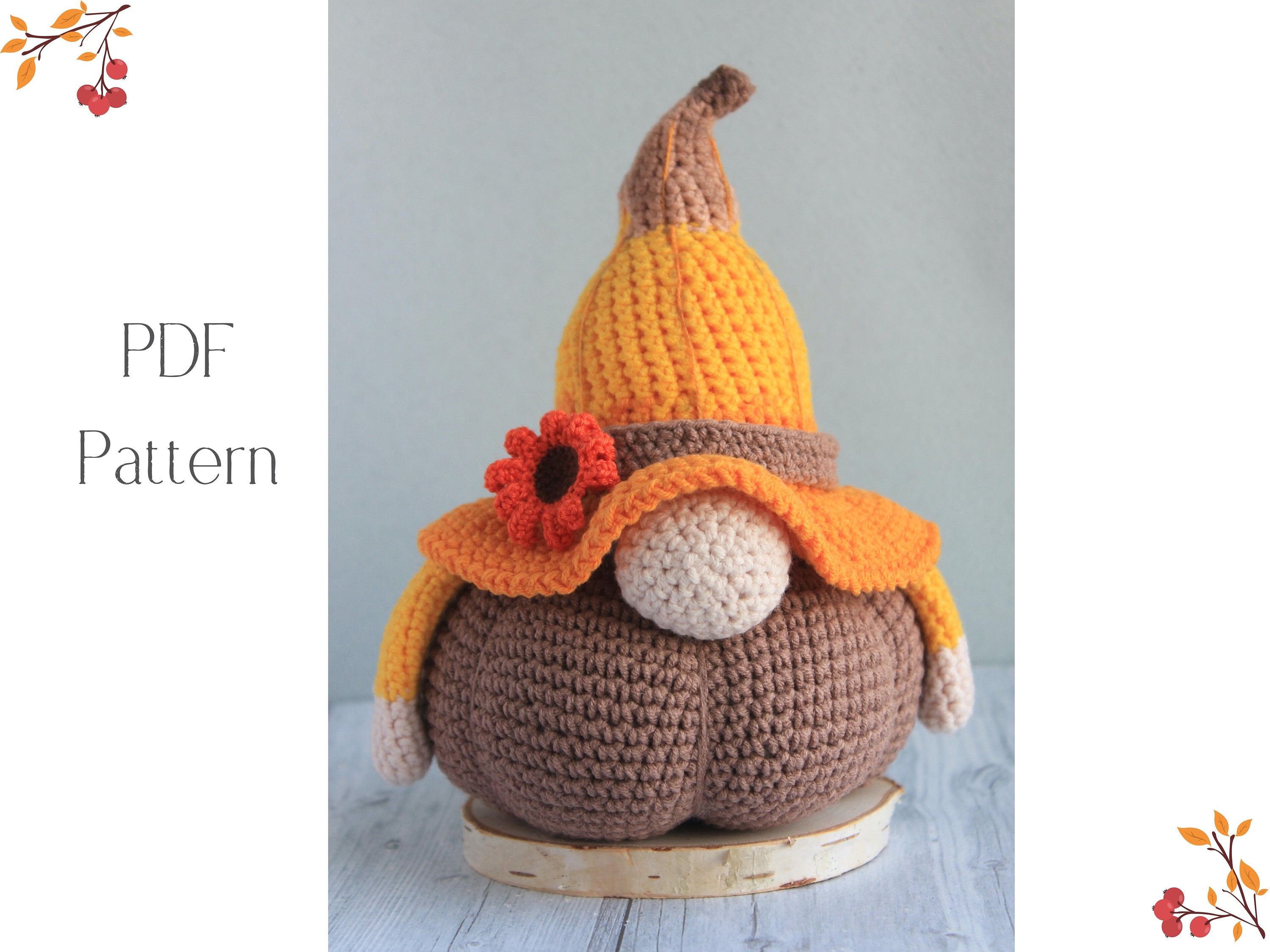 Crochet Harvest Pumpkin Gnome Pattern Amigurumi Harvest Gnome Etsy