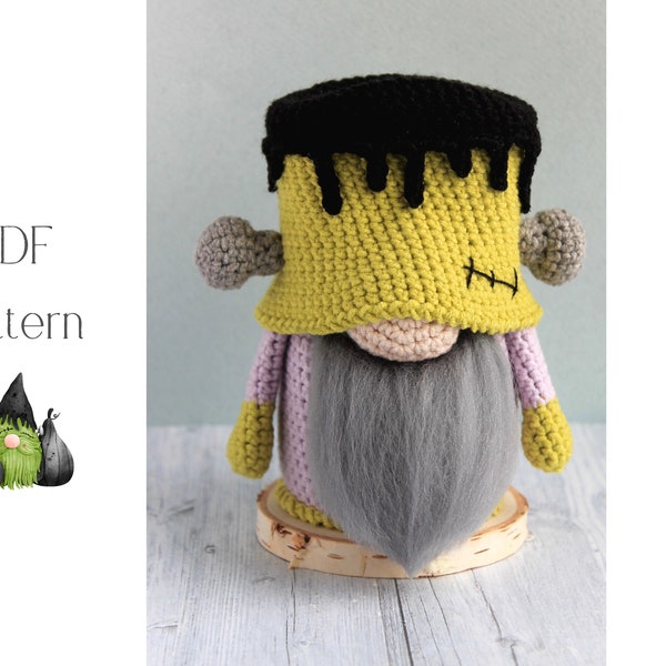 Frankenstein gnome crochet pattern, Amigurumi Frankenstein gnome