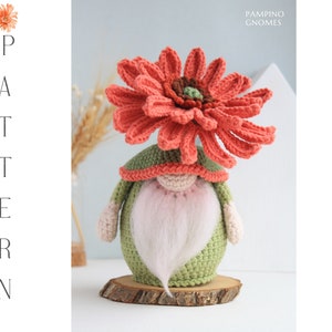 Crochet Pattern Gerbera Flower Gnome, amigurumi gerbera, crochet gerbera pattern, Gerbera gnome, Garden gnomes