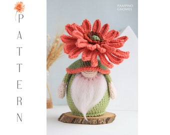 Crochet Pattern Gerbera Flower Gnome, amigurumi gerbera, crochet gerbera pattern, Gerbera gnome, Garden gnomes