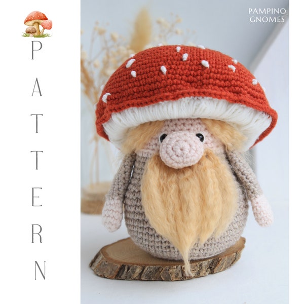 Crochet Mushroom Gnome Pattern, Forest Gnome amigurumi pattern