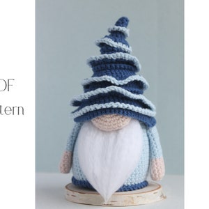 Crochet Christmas tree in blue, Amigurumi Christmas tree, crochet gnome