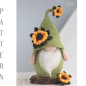 Crochet pattern Sunflower Gnome pattern, Spring gnome, crochet spring, Sunflower pattern, crochet flower