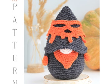 Halloween Poison Gnome crochet pattern, Scary Amigurumi gnome, Poisoned gnome