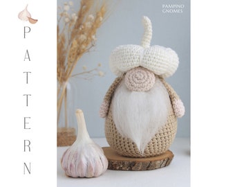 Crochet Pattern Garlic Gnome, amigurumi garlic , Vegetable Garlic gnome, crochet vegetable