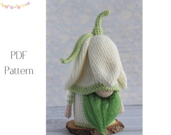 Snowdrop gnome crochet pattern, Amigurumi snowdrop, crochet gnome