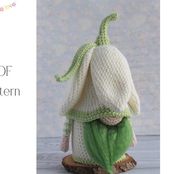 Snowdrop gnome crochet pattern, Amigurumi snowdrop, crochet gnome