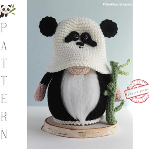 Crochet Panda gnome pattern, Amigurumi panda, crochet gnome Panda image 3