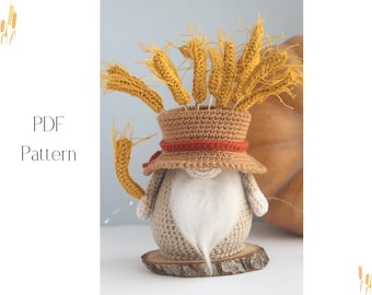 Crochet Harvest Wheat gnome pattern, amigurumi wheat pattern, crochet gnome