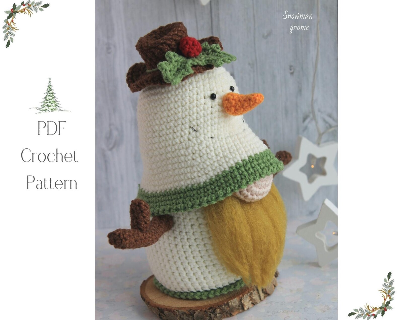 Crochet Snowman Gnome Pattern Amigutumi Snowman Gnome Etsy