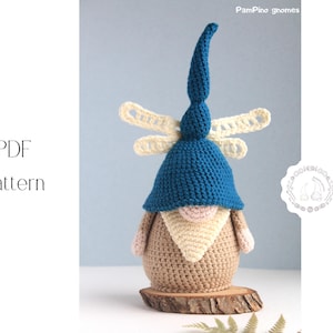 Crochet Dragonfly gnome Pattern, Amigurumi Dragonfly, crochet gnome garden