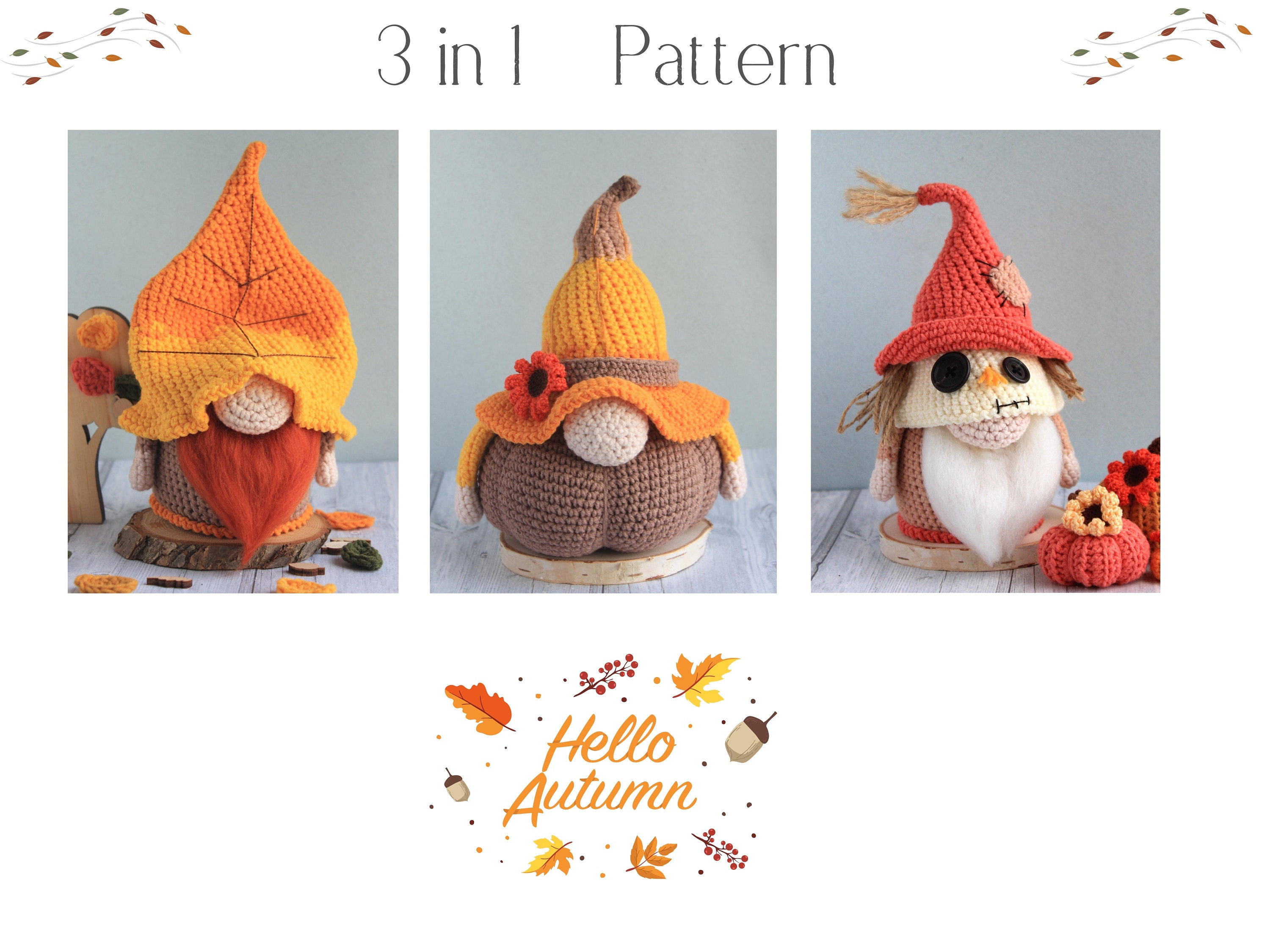 Autumn Gnome Bag Holder Crochet Pattern - PDF