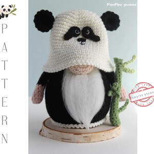 Crochet Panda gnome pattern, Amigurumi panda, crochet gnome Panda image 4