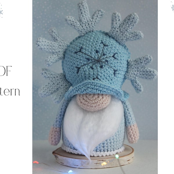 Crochet Snowflake gnome pattern, amigurumi snowflake tutorial