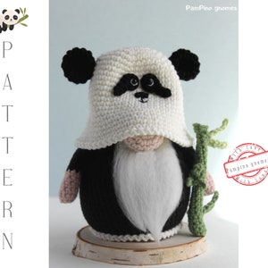 Crochet Panda gnome pattern, Amigurumi panda, crochet gnome Panda image 7