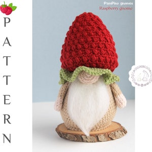 Crochet Raspberry Gnome pattern, Amigurumi Raspberry, crochet gnome Berry