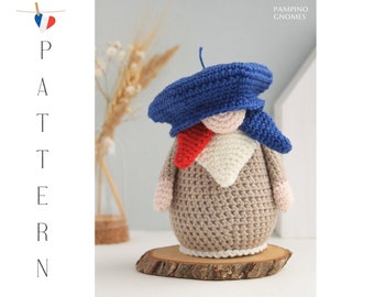 Crochet French Gnome pattern, Amigurumi French gnome, crochet amigurumi gnome, France Gnome