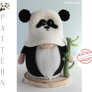 Crochet Panda gnome pattern, Amigurumi panda, crochet gnome Panda image 5
