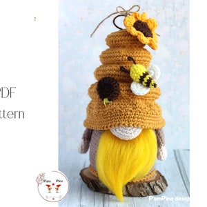 Crochet Beehive gnome pattern, Amigurumi Beehive, crochet gnome