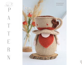 Crochet Pattern Coffee Cup Gnome, Crochet coffee cup pattern, crochet coffee cozy, Crochet gnome, crochet pattern amigurumi