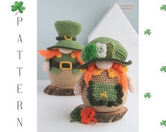 Crochet St Patrick's Day gnomes pattern, Leprechaun gnomes, Good Luck gnomes, Green gnome party