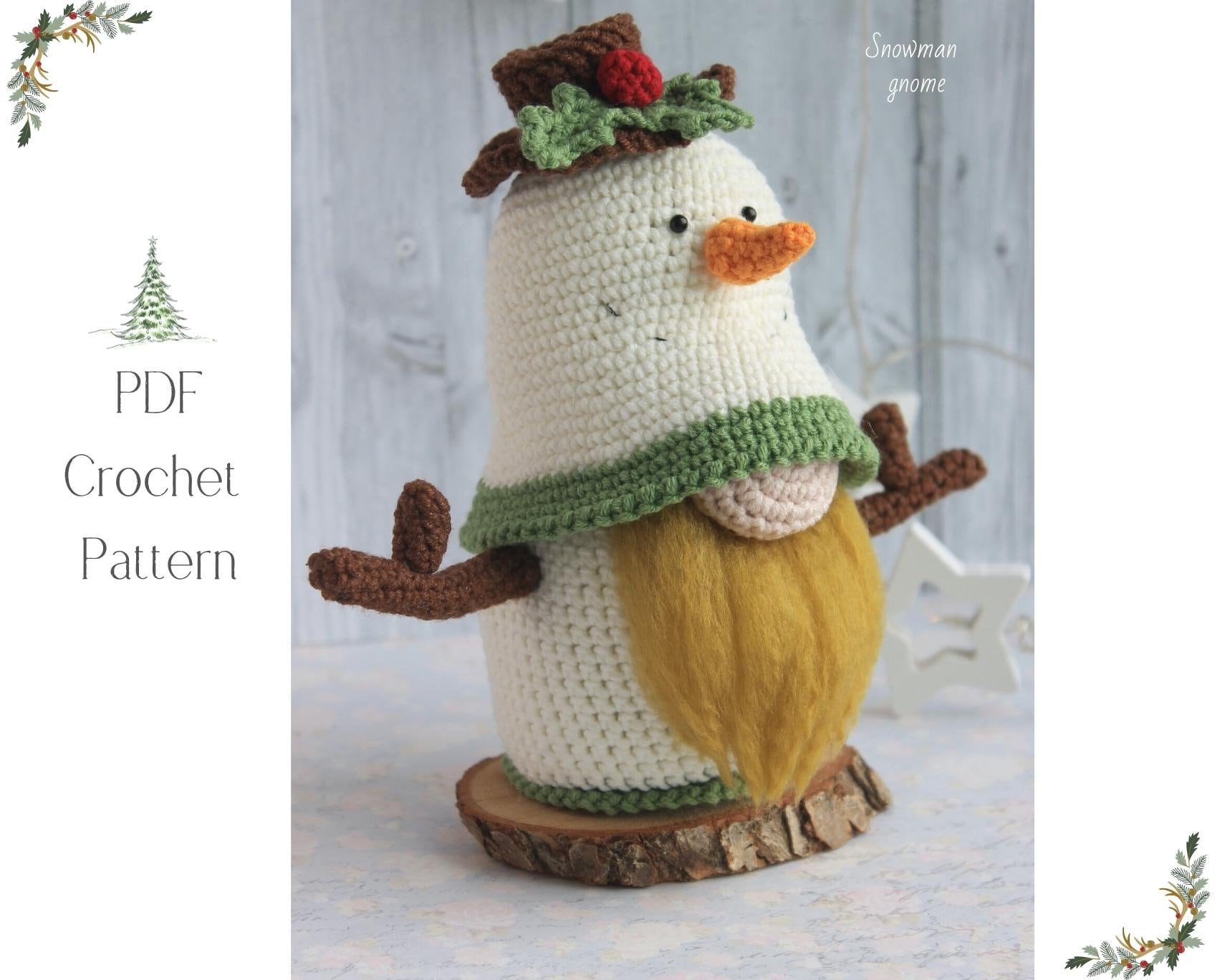 Crochet Snowman Gnome Pattern Amigutumi Snowman Gnome Etsy