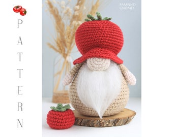 Crochet Tomato Gnome pattern, Amigurumi Tomato, crochet pattern tomato