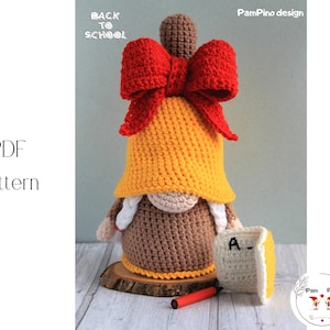 Crochet School Bell gnome pattern, Amigurumi Bell, crochet gnome Bell