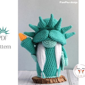 Modello all'uncinetto Liberty Gnome, amigurumi Liberty, gnomo all'uncinetto USA
