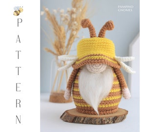 Crochet pattern Bee Gnome, Amigurumi Bee, Bumble Bee Gnome, Amigurumi pattern Gnome Bee