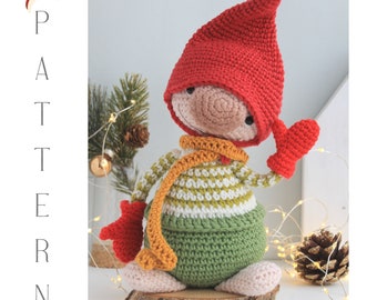 Holiday Elf gnome crochet pattern, Amigurumi Holiday gnome