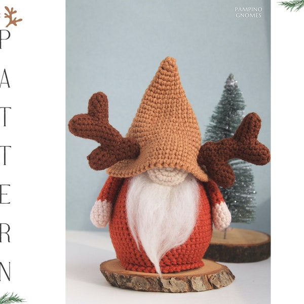 Crochet Christmas Moose Gnome pattern, Amigurumi moose, crochet gnome Christmas