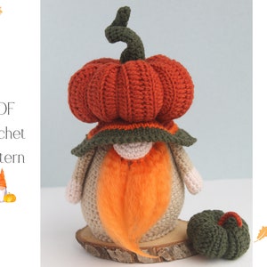 Crochet Pumpkin gnome pattern, Amigurumi Gnome Pumpkin