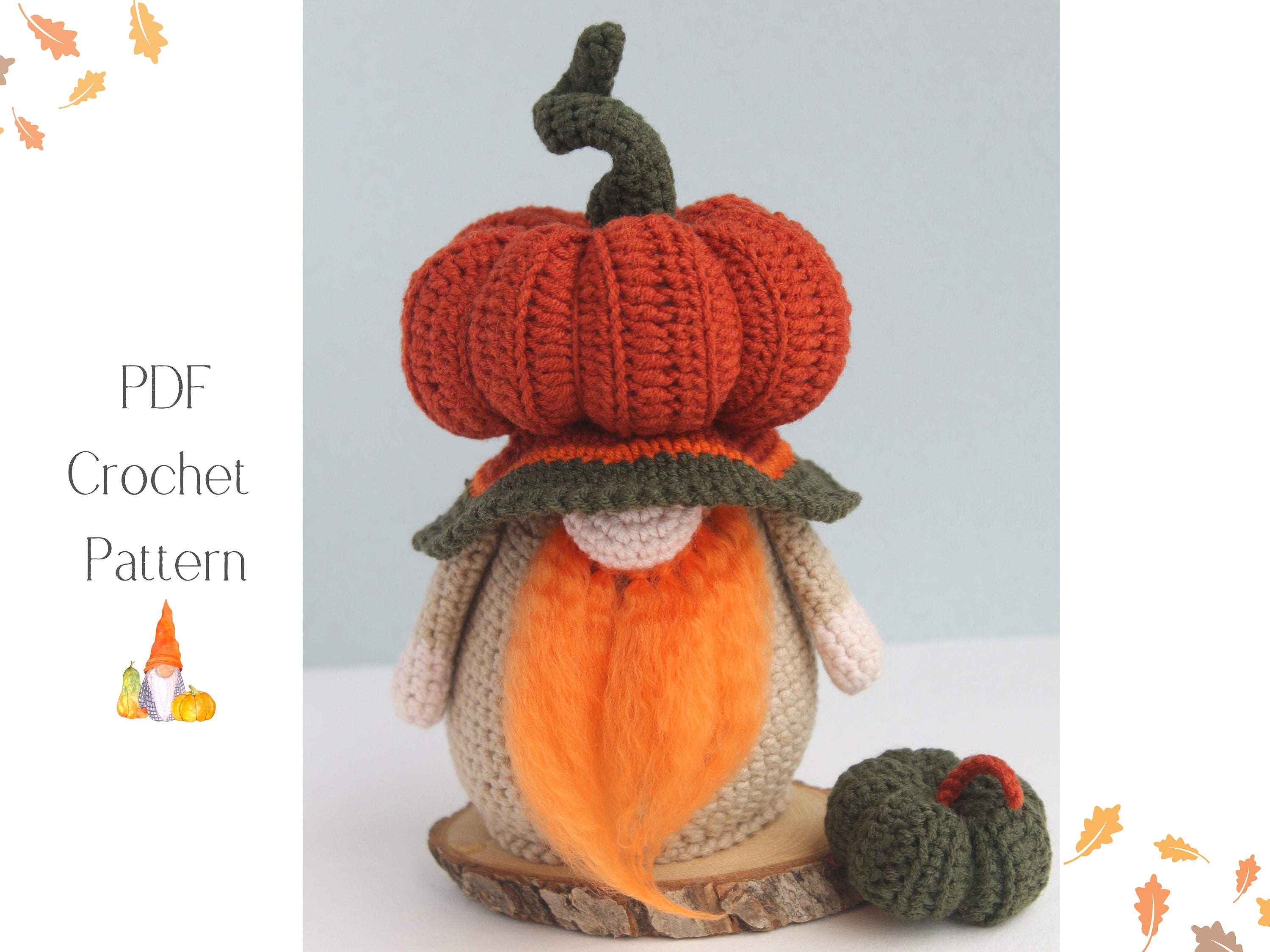 Crochet Pumpkin Gnome Pattern Amigurumi Gnome Pumpkin Etsy