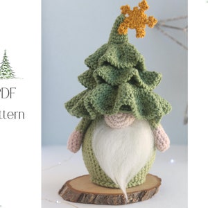 Crochet Christmas tree gnome, Amigurumi Christmas tree pattern, crochet gnome