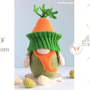 Crochet Carrot Cupcake gnome pattern, Amigurumi carrot cupcake, crochet gnome Carrot