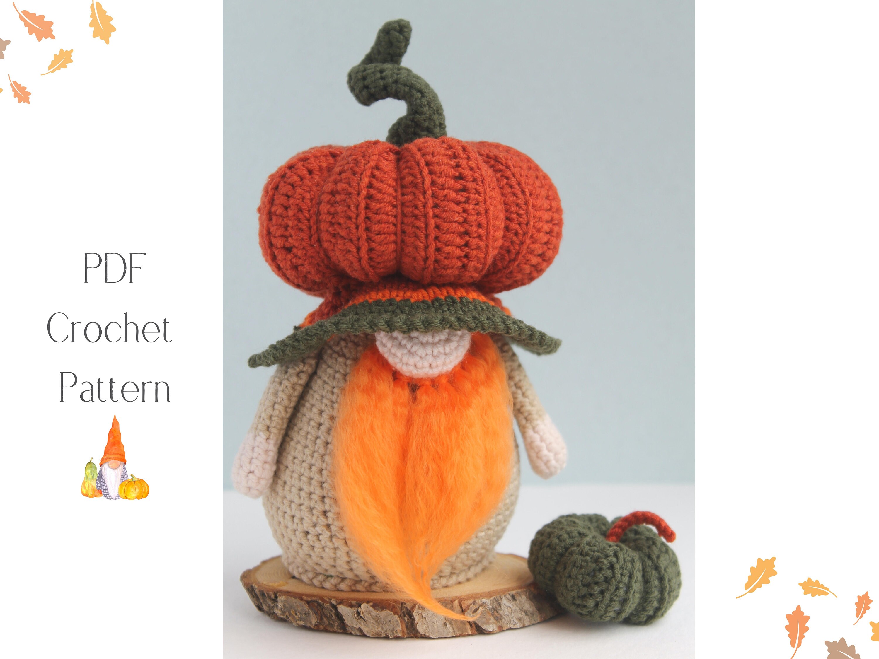 Crochet Pumpkin Gnome Pattern Amigurumi Gnome Pumpkin Etsy