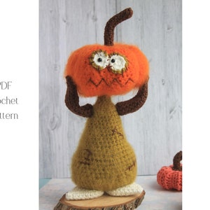 Crochet Horror Pumpkin gnome pattern, Amigurumi horror pumpkin