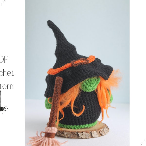 Witch gnome crochet pattern, Amigurumi Witch gnome