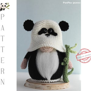 Crochet Panda gnome pattern, Amigurumi panda, crochet gnome Panda image 6